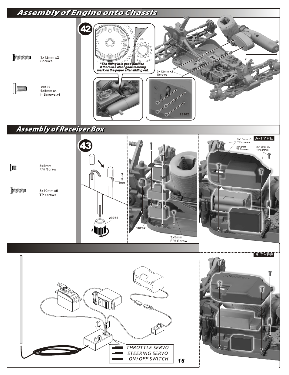 On/off switch steering servo throttle servo | OFNA Racing Hyper 9 User Manual | Page 17 / 30