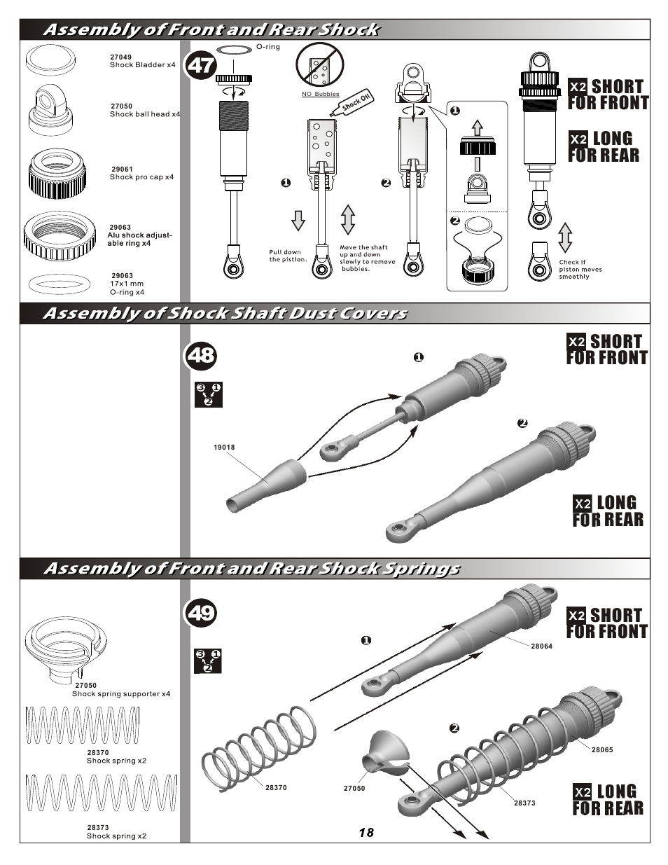 For rear long, For front short | OFNA Racing Hyper 9 User Manual | Page 19 / 30