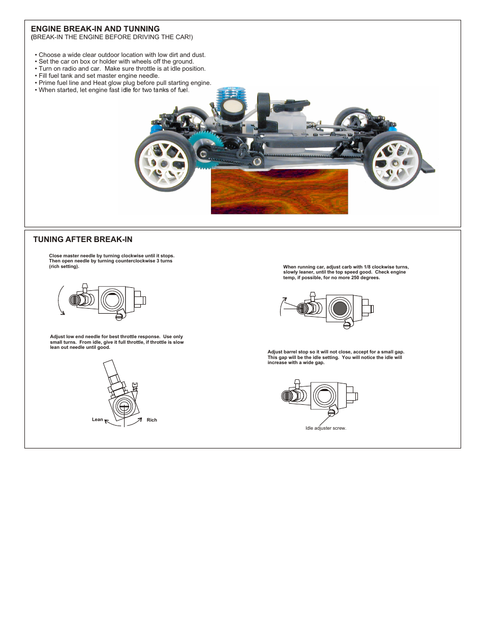 Engine break-in and tunning, Tuning after break-in | OFNA Racing Hyper 10 User Manual | Page 4 / 6