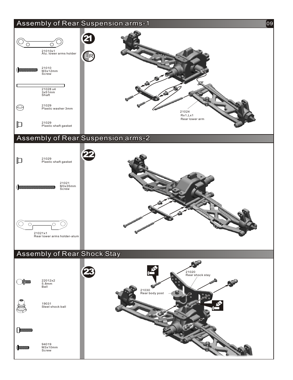 Assembly of rear shock stay, Assembly of rear suspension arms-2 | OFNA Racing Hyper Mini ST User Manual | Page 10 / 33