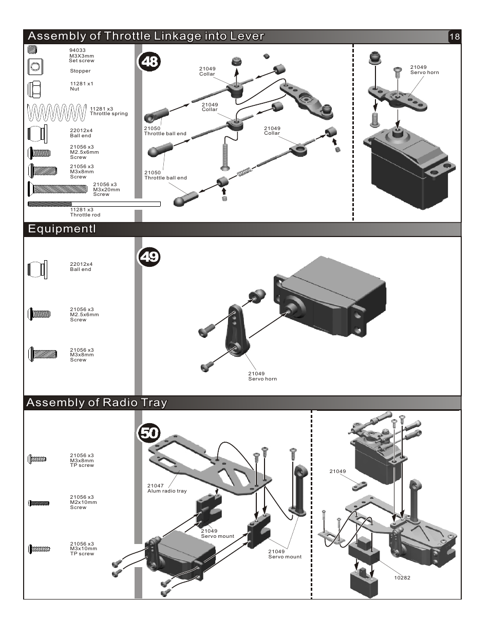 Assembly of radio tray, Equipmentl | OFNA Racing Hyper Mini ST User Manual | Page 19 / 33