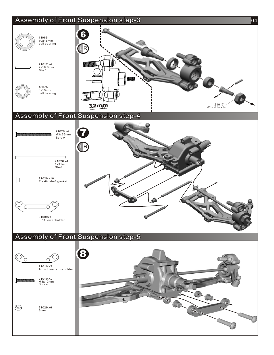 Assembly of front suspension step-3 | OFNA Racing Hyper Mini ST User Manual | Page 5 / 33