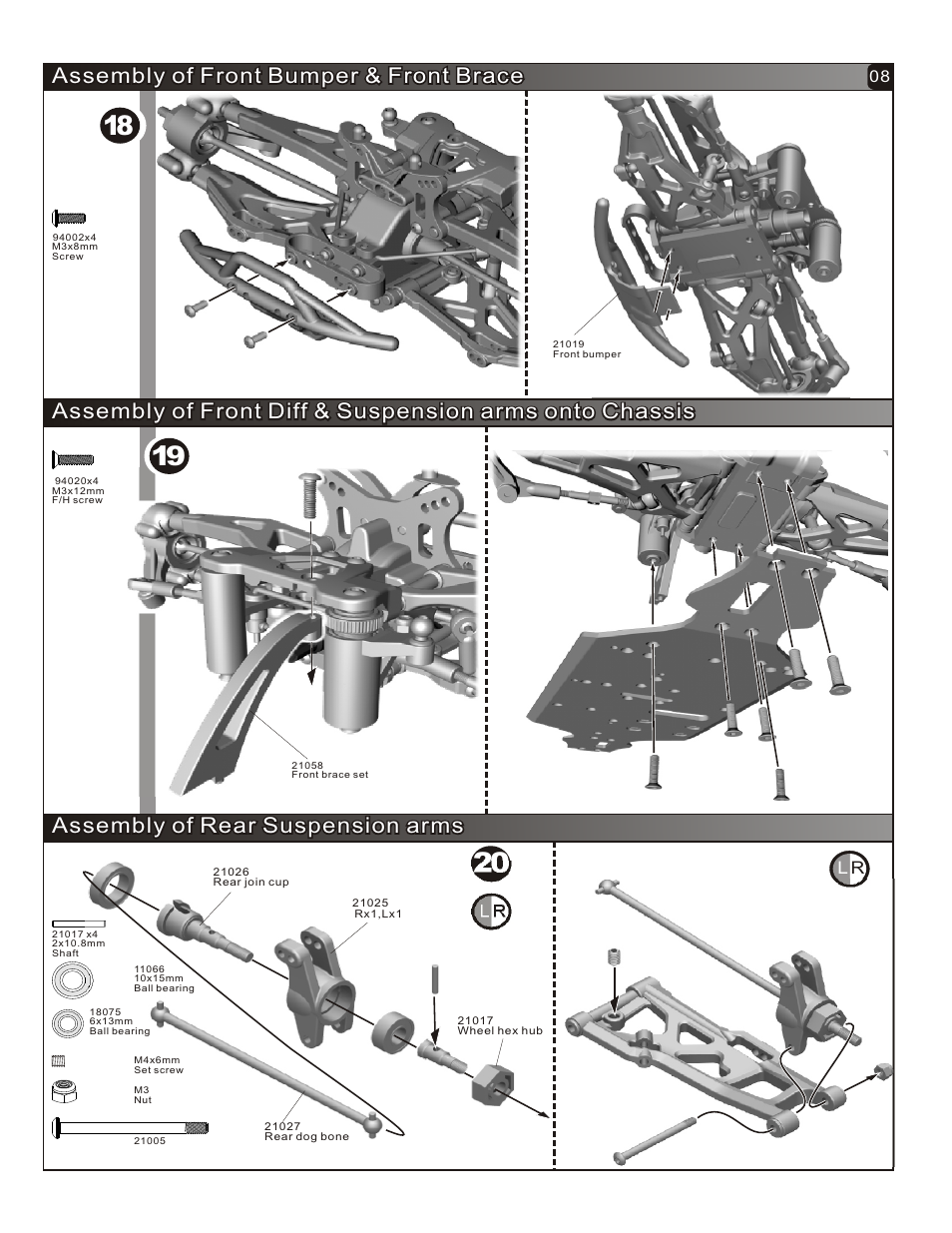 Assembly of front bumper & front brace | OFNA Racing Hyper Mini ST User Manual | Page 9 / 33