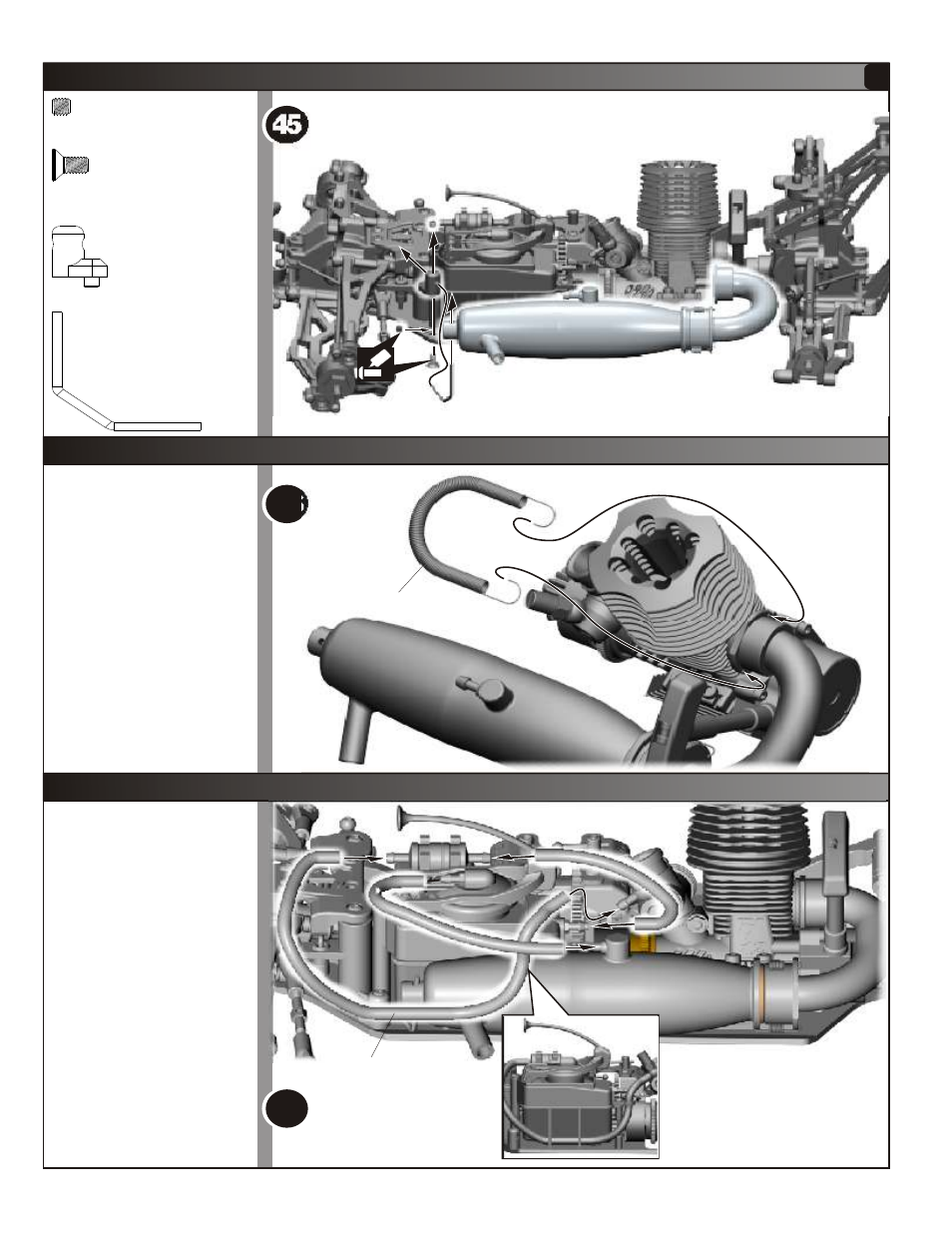 Assembly of fuel tube, Assembly of manifold spring | OFNA Racing Hyper Mini STe User Manual | Page 18 / 35