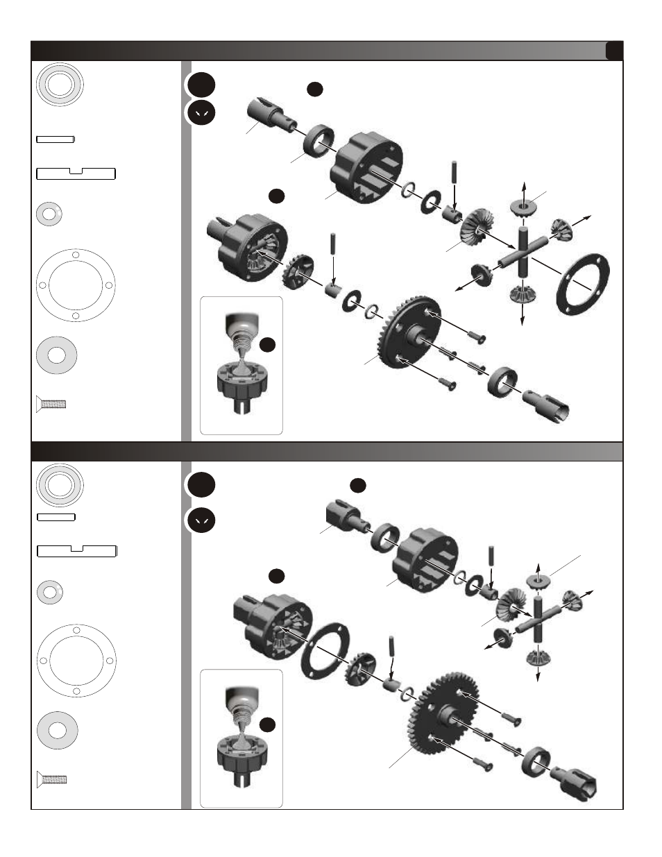 Assembly of front/rear differential, Assembly of centerdifferential | OFNA Racing Hyper Mini STe User Manual | Page 3 / 35