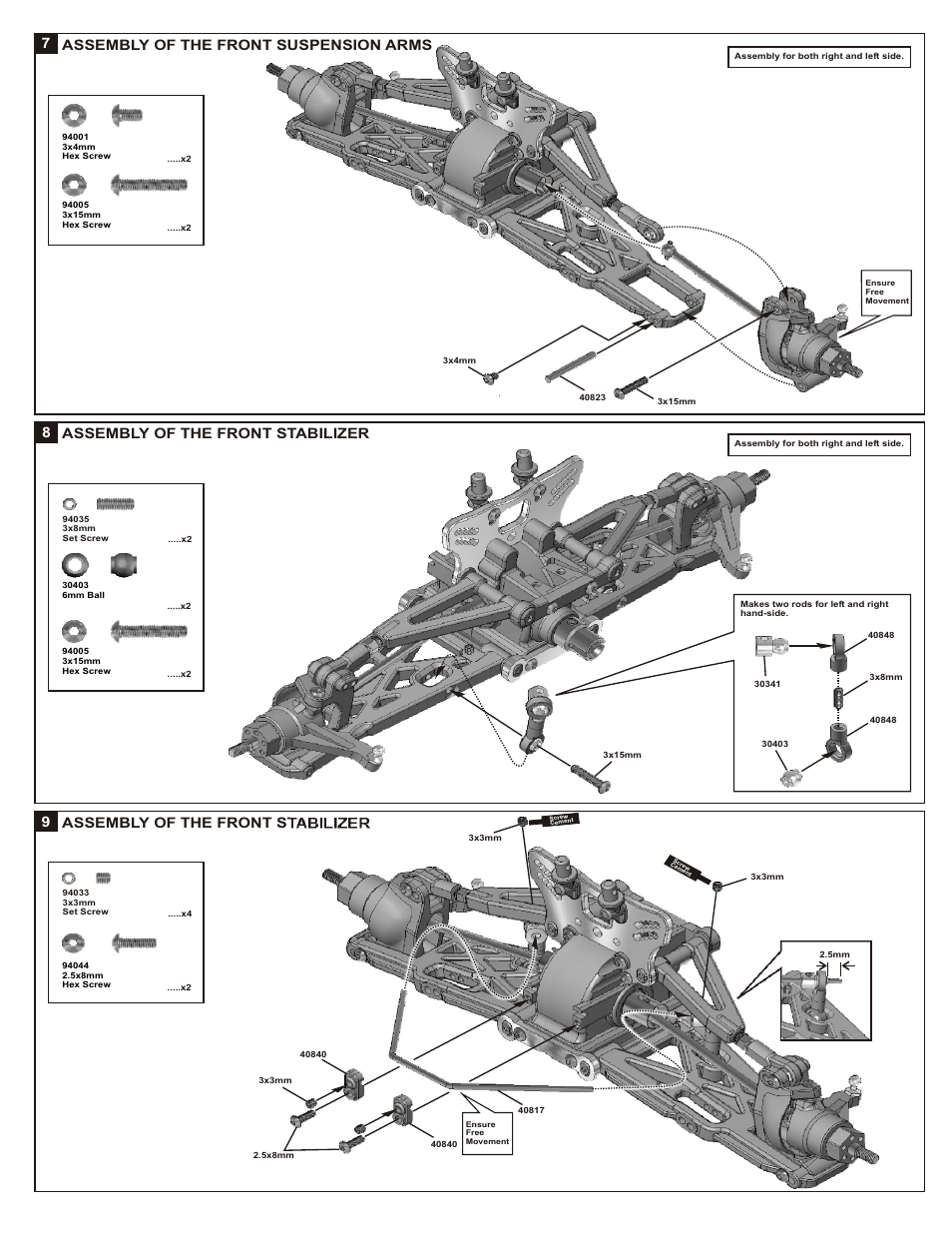 78 9 assembly of the front suspension arms, Assembly of the front stabilizer | OFNA Racing Jammin CRT .5 Mini User Manual | Page 8 / 37