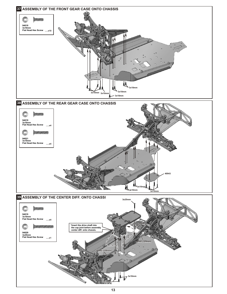 39 assembly of the center diff. onto chassi | OFNA Racing Jammin SCRT Electric User Manual | Page 17 / 35