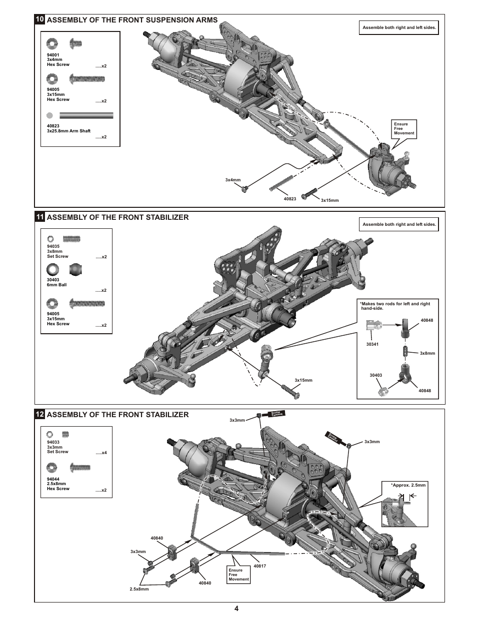 Assembly of the front stabilizer, Assembly of the front stabilizer 4 | OFNA Racing Jammin SCRT Electric User Manual | Page 8 / 35