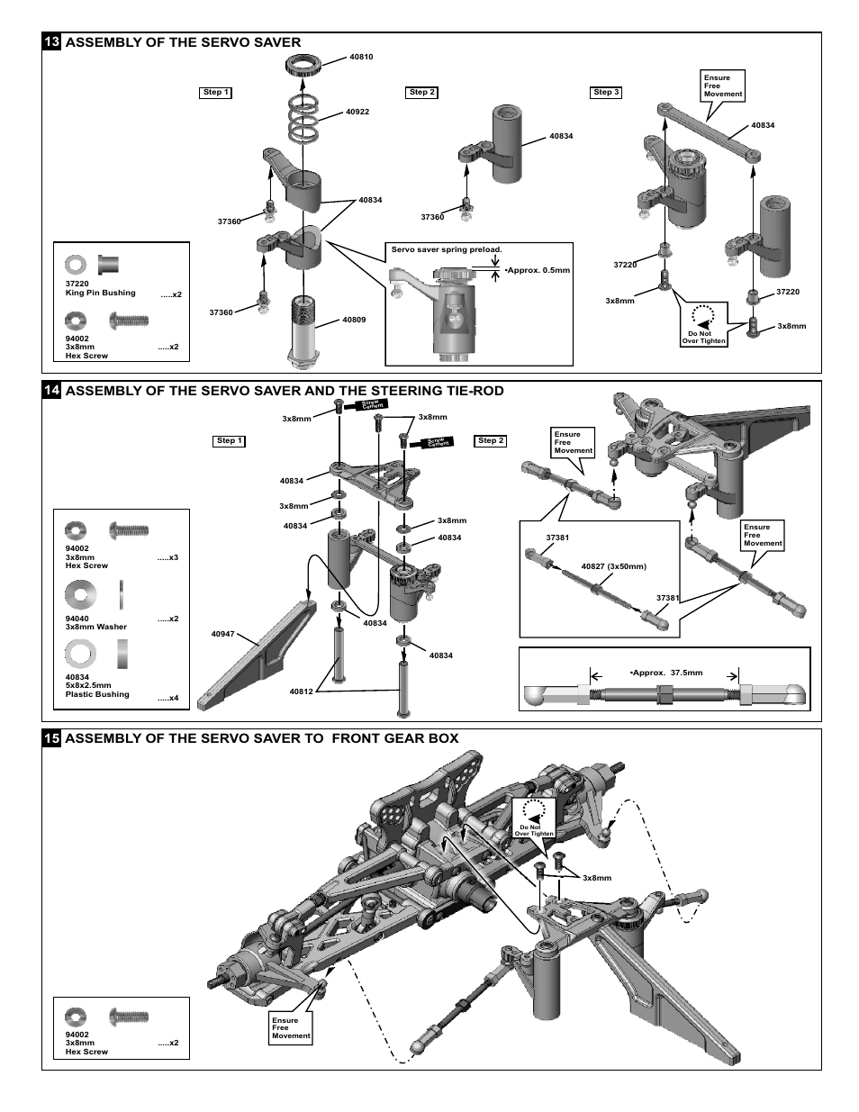 Assembly of the servo saver to front gear box | OFNA Racing Jammin SCRT Nitro RTR User Manual | Page 19 / 45
