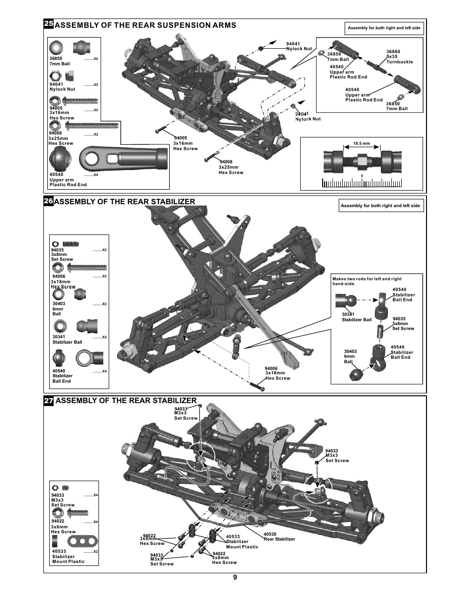 Assembl of the rear stabilizer y | OFNA Racing Jammin X1 CR User Manual | Page 13 / 38