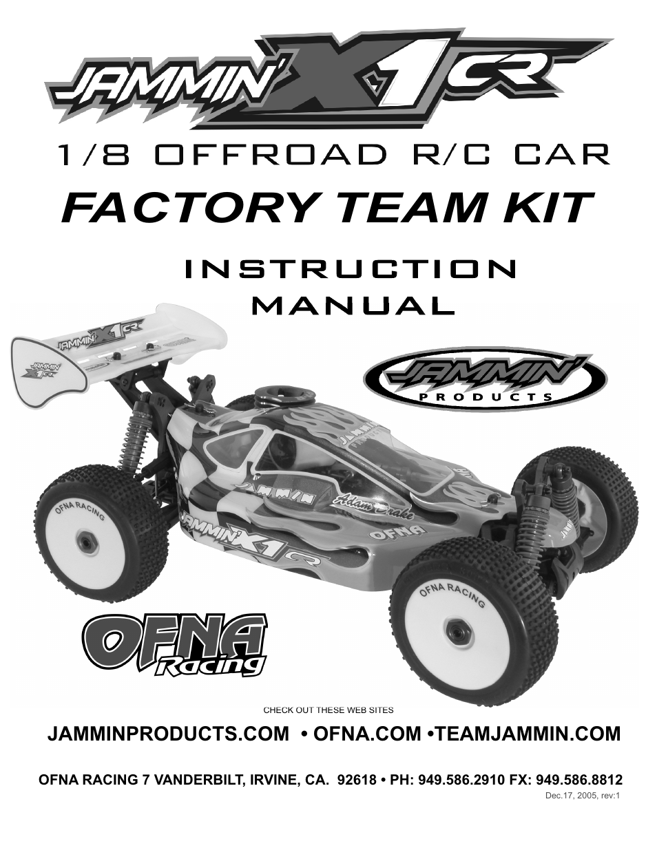 OFNA Racing Jammin X1 CR FTE User Manual | 40 pages