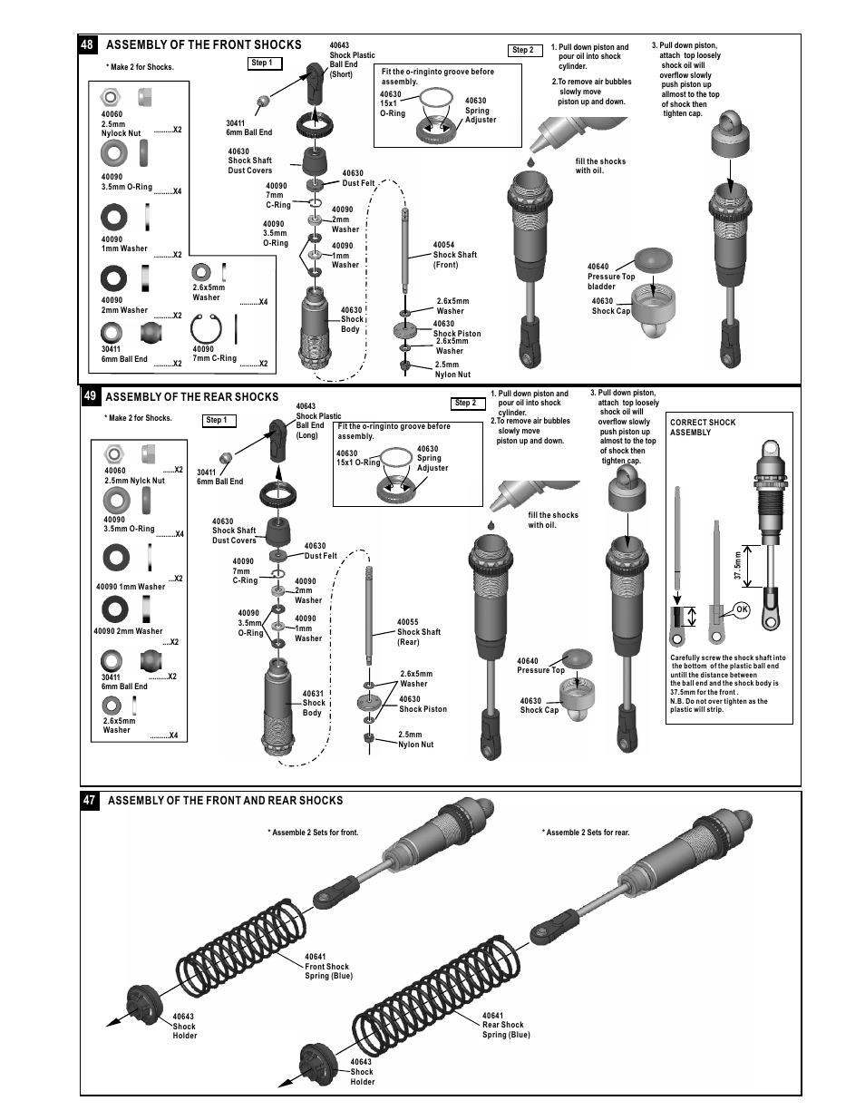 48 assembly of the front shocks | OFNA Racing Jammin X1 CR FTE User Manual | Page 24 / 40
