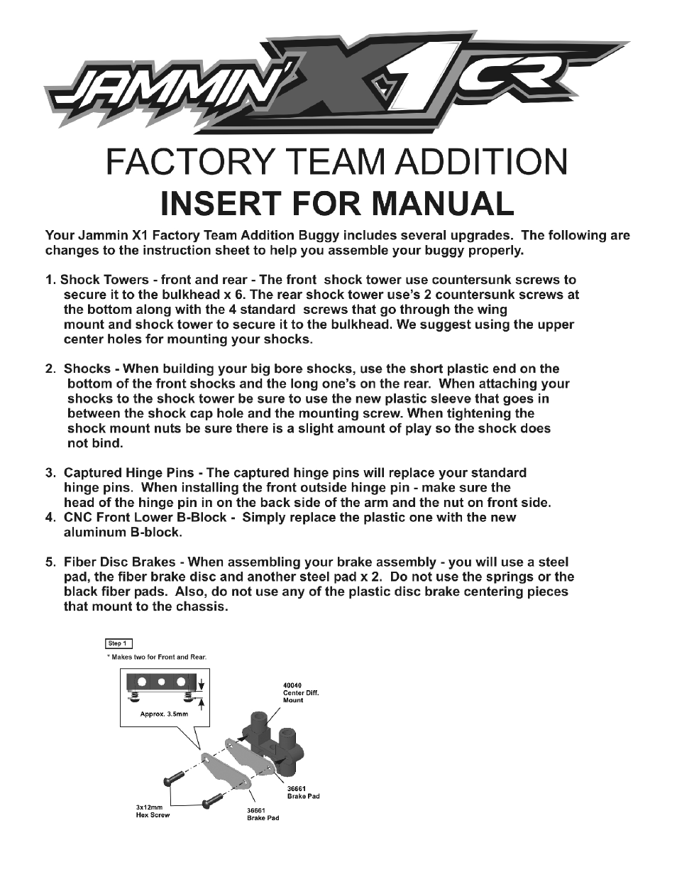 OFNA Racing Jammin X1 CR FTE User Manual | Page 4 / 40