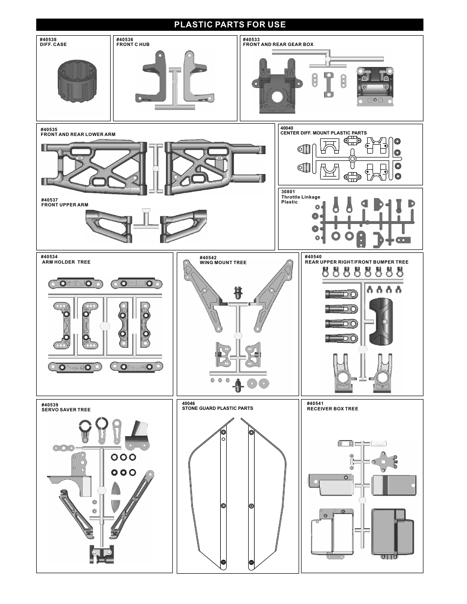 Plastic parts for use | OFNA Racing Jammin X1 CR FTE User Manual | Page 6 / 40