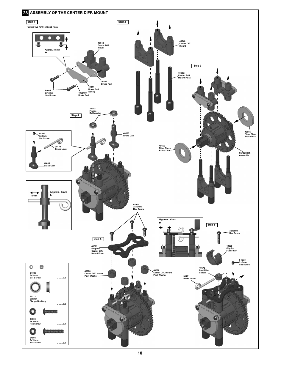 Assembl of the center diff. mount y | OFNA Racing Jammin X1 CRT PRO User Manual | Page 15 / 31
