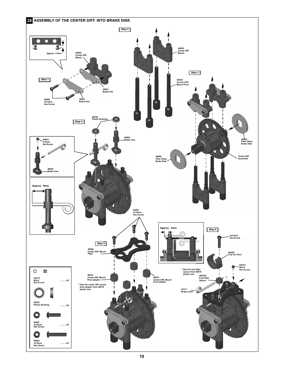 Assembl of the center diff. into brake disk y | OFNA Racing Jammin X1 CRT RTR User Manual | Page 15 / 38