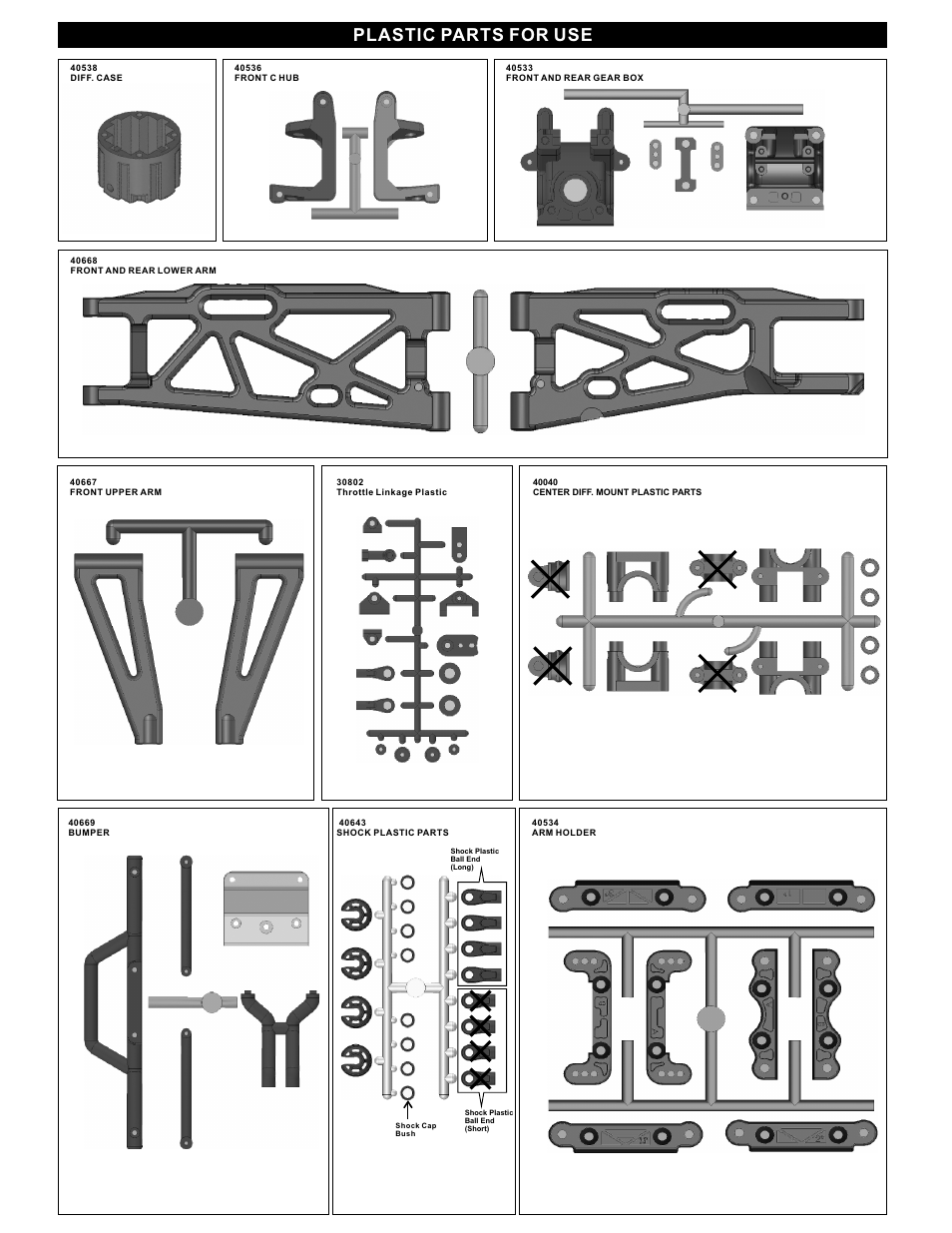 Plastic parts for use | OFNA Racing Jammin X1 CRT RTR User Manual | Page 4 / 38