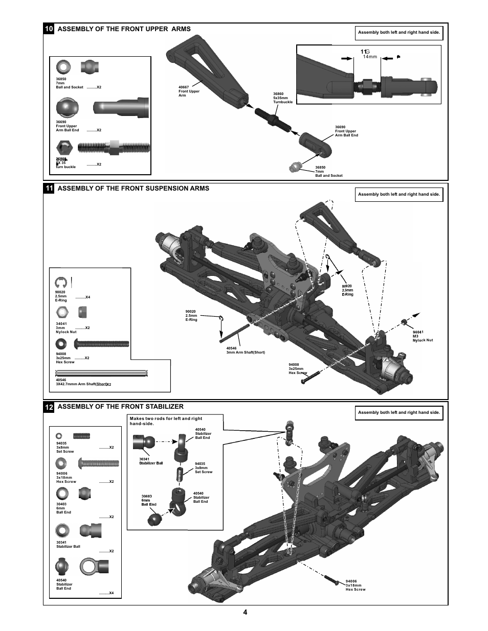 Assembl of the front upper arms y, Assembl of the front suspension arms y, Assembl of the front stabilizer y | OFNA Racing Jammin X1 CRT RTR User Manual | Page 9 / 38