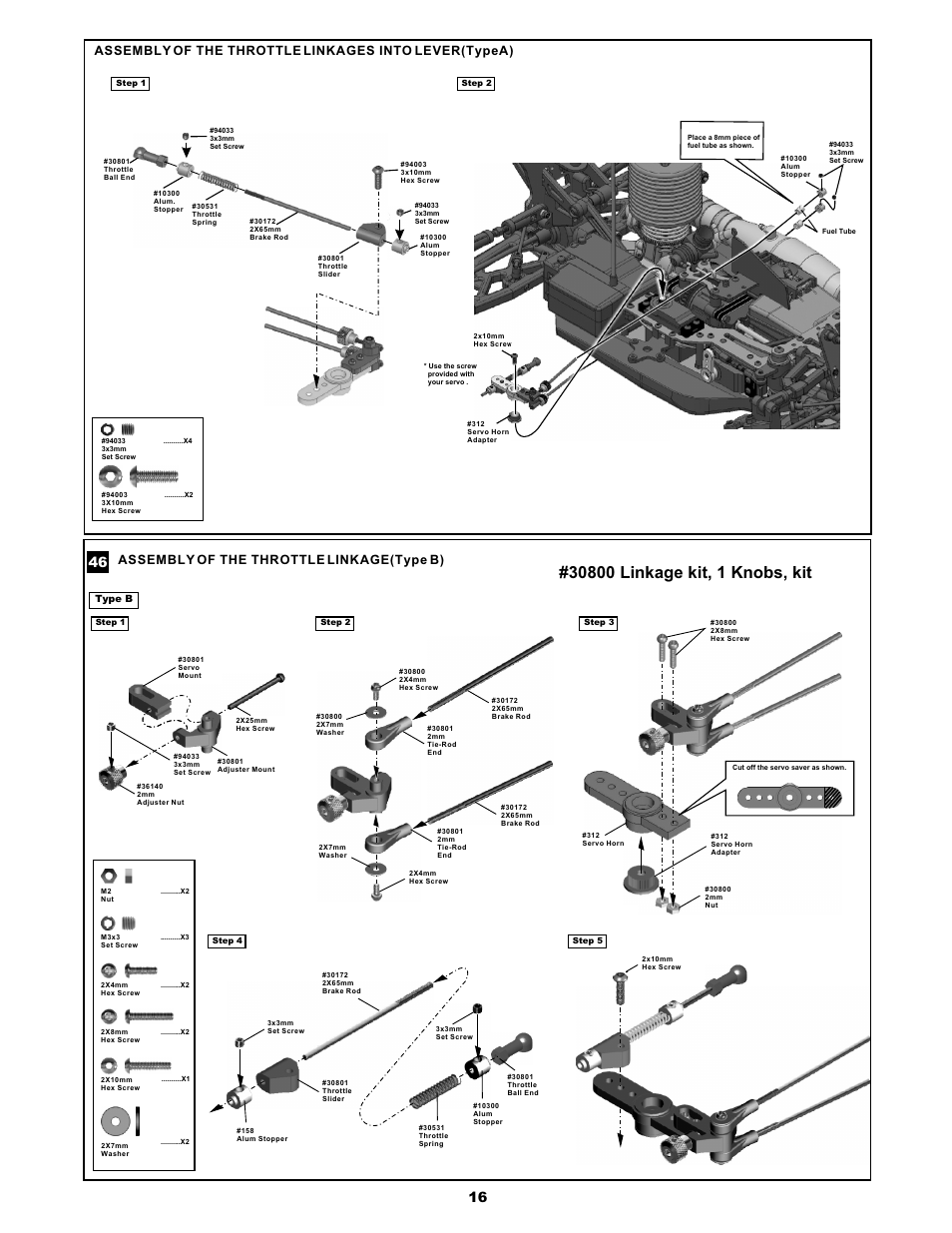 Assembly of the throttle linkage(type b) | OFNA Racing Jammin X1 RTR User Manual | Page 20 / 46
