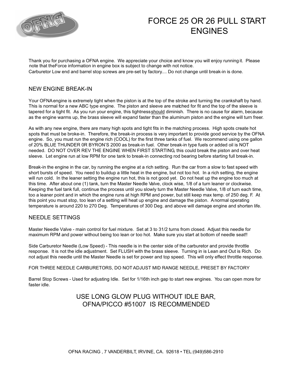 Force 25 or 26 pull start engines | OFNA Racing Jammin X1 RTR User Manual | Page 38 / 46