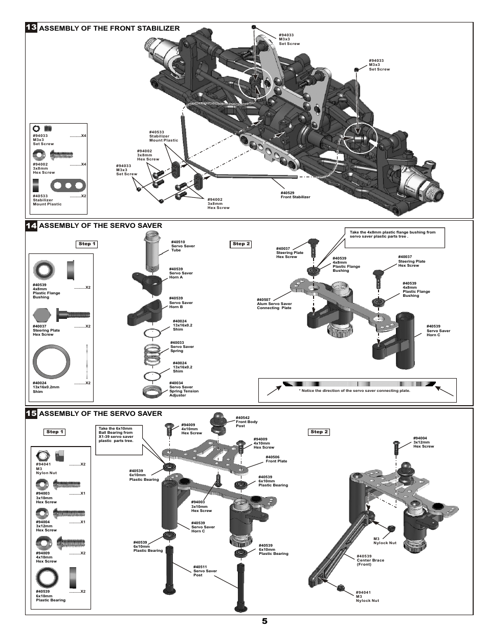 Assembl of the servo saver y, Assembl of the front stabilizer y | OFNA Racing Jammin X1X Sport RTR User Manual | Page 10 / 41