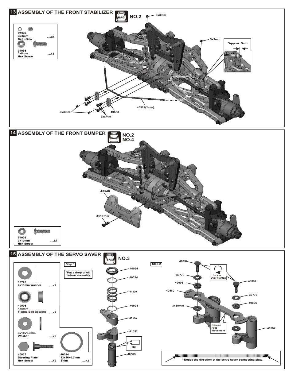 14 assembly of the front bumper, No.2, No.3 | No.2 no.4 | OFNA Racing Jammin X2 Buggy User Manual | Page 13 / 38