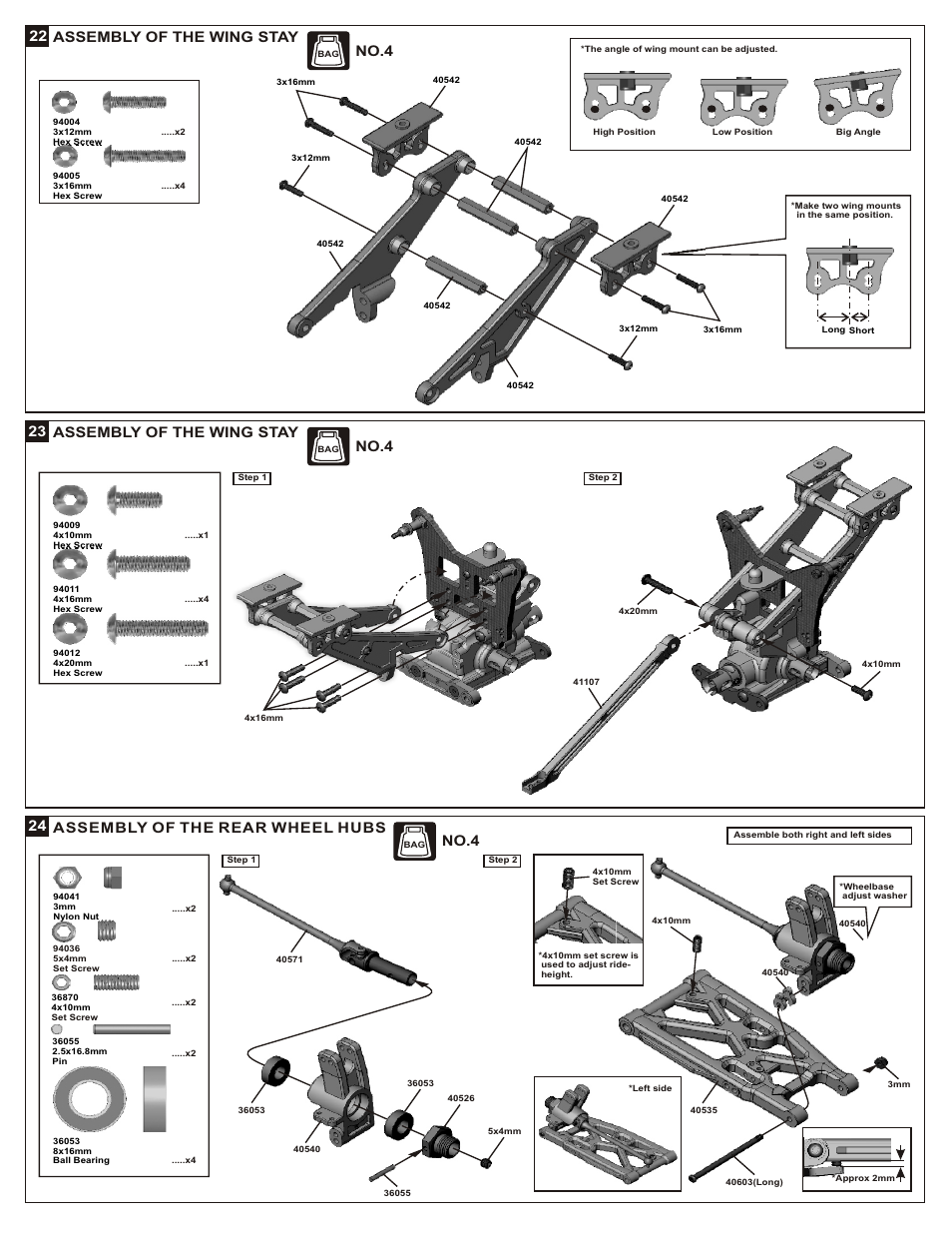 22 assembly of the wing stay, No.4 | OFNA Racing Jammin X2 Buggy User Manual | Page 16 / 38