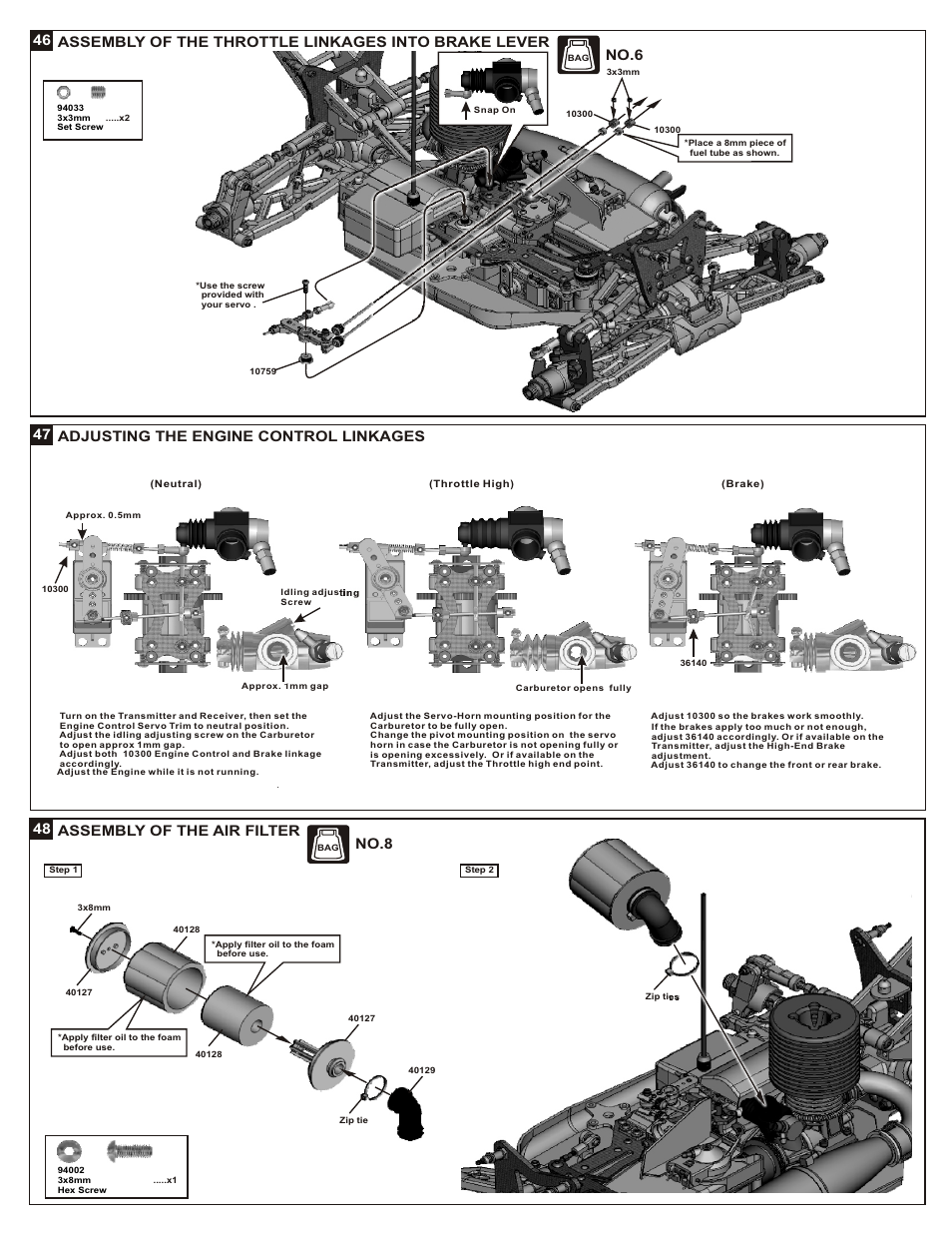 48 assembly of the air filter, No.6, No.8 | OFNA Racing Jammin X2 Buggy User Manual | Page 24 / 38