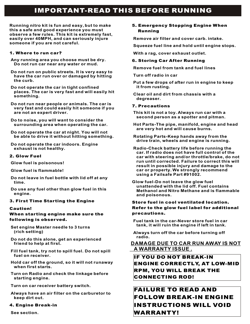 Important-read this before running | OFNA Racing Jammin X2 Buggy User Manual | Page 4 / 38