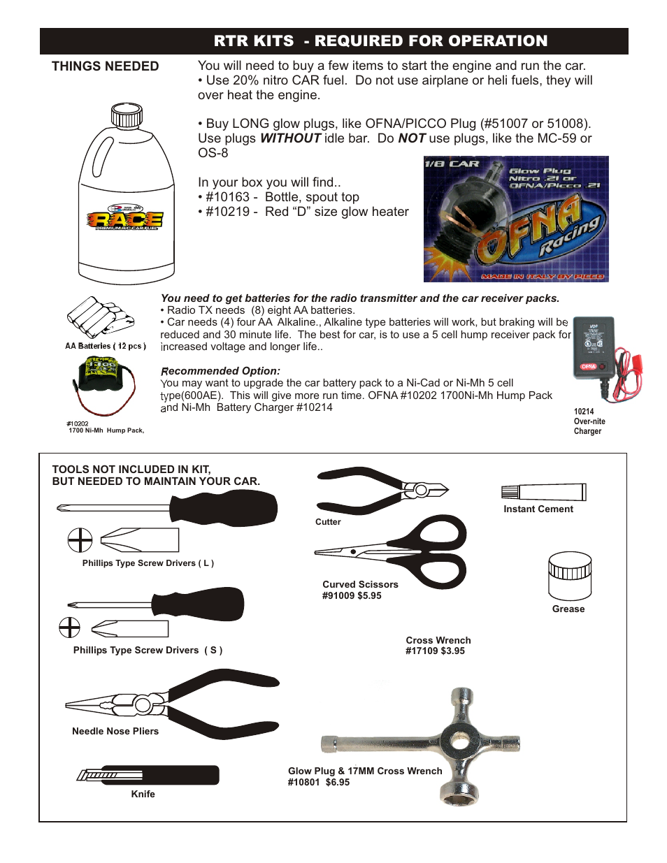 Rtr kits - required for operation, Things needed | OFNA Racing Jammin X2 Truggy User Manual | Page 3 / 35