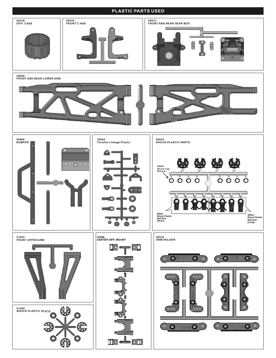 Plastic parts used | OFNA Racing Jammin X2 Truggy User Manual | Page 5 / 35
