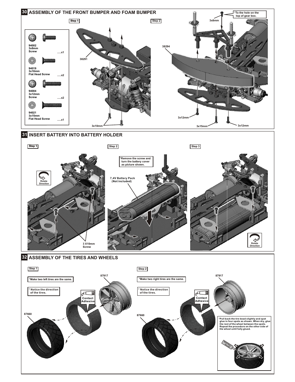 32 assembly of the tires and wheels | OFNA Racing JL10e User Manual | Page 12 / 19