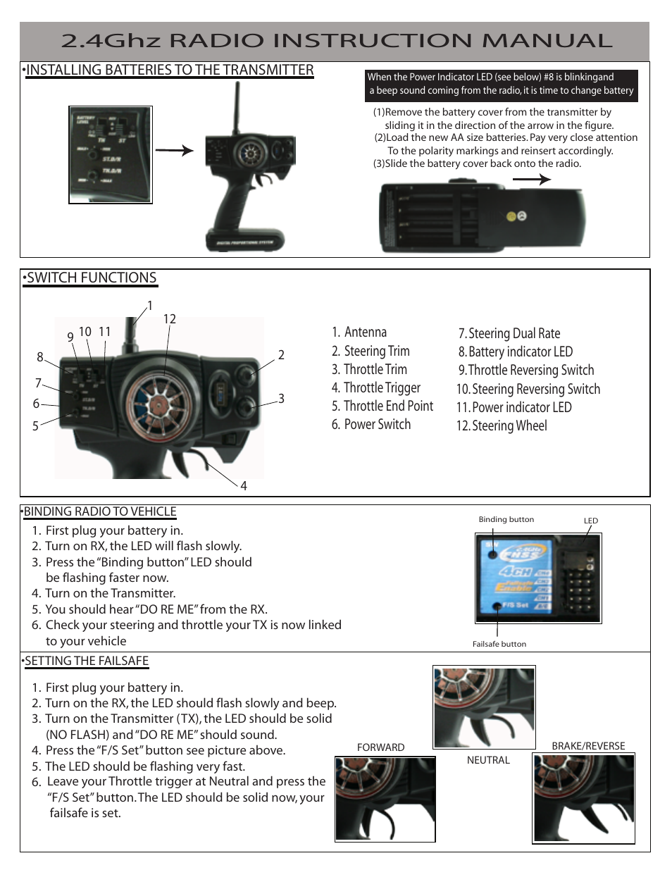 4ghz radio instruction manual | OFNA Racing JL12e User Manual | Page 3 / 31