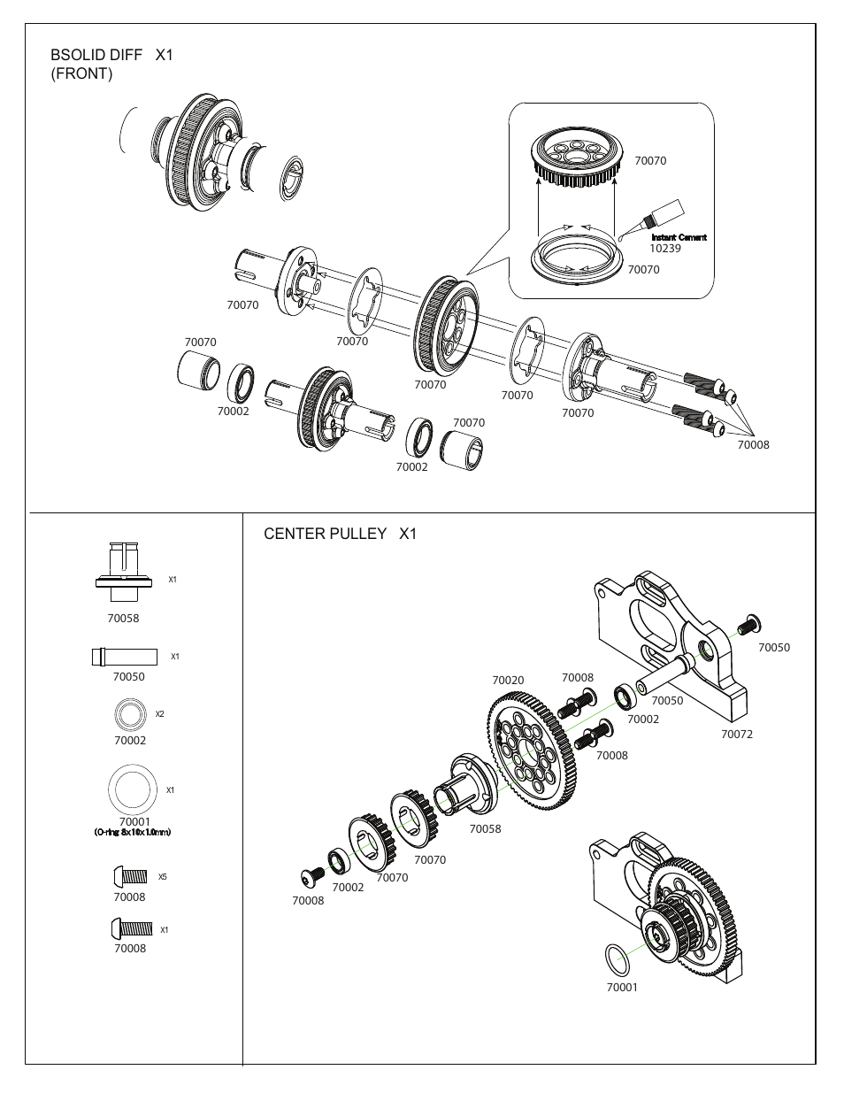 Center pulley x1 bsolid diff x1 (front) | OFNA Racing JL12e User Manual | Page 9 / 31