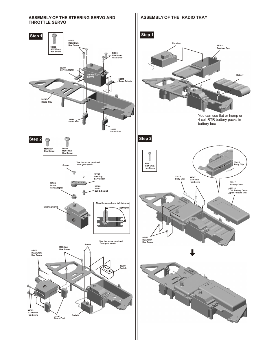 Assembly of the radio tray onto chassis a c b, Step 1 | OFNA Racing LD3 Pro User Manual | Page 20 / 40