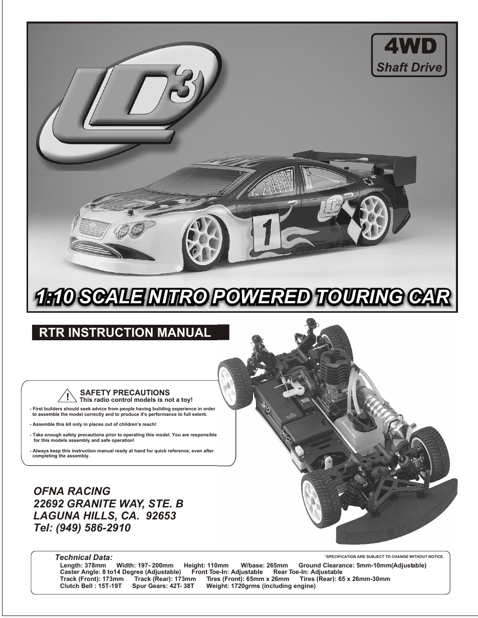 OFNA Racing LD3 RTR User Manual | 32 pages