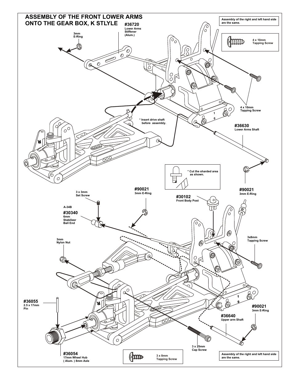 Assembly of the front suspension arms, k style | OFNA Racing MBX R2 Plus User Manual | Page 15 / 40