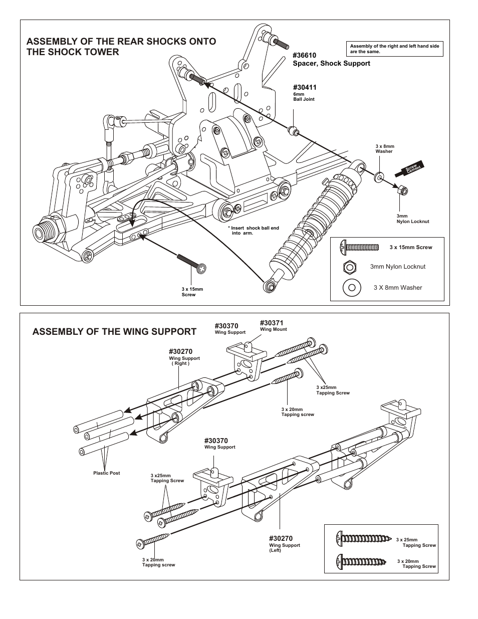 Assembly of the wing stay onto the shock tower, Assembly of the servo saver | OFNA Racing MBX R2 Plus User Manual | Page 20 / 40