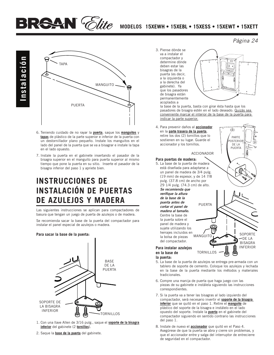 Broan Elite 15Xess User Manual | Page 24 / 32