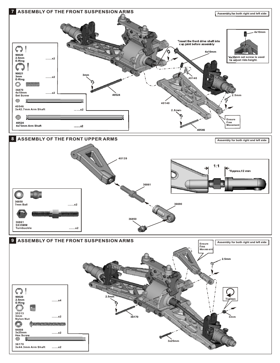 9assembly of the front suspension arms | OFNA Racing Mutilator Power Start User Manual | Page 10 / 35
