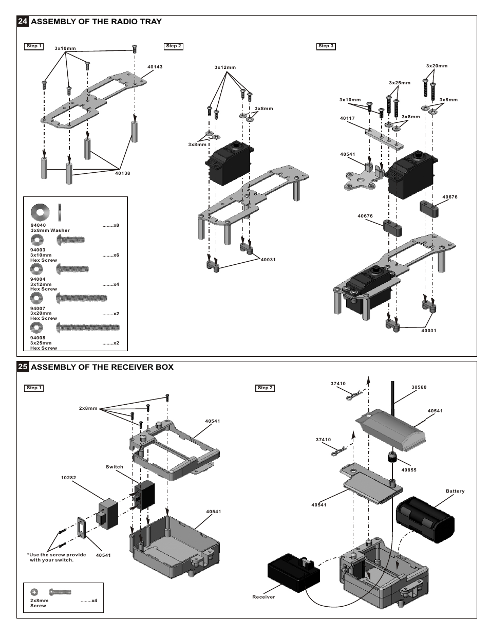 24 assembl of the radio tray y, 25 assembl of the receiver box y | OFNA Racing Mutilator Power Start User Manual | Page 17 / 35