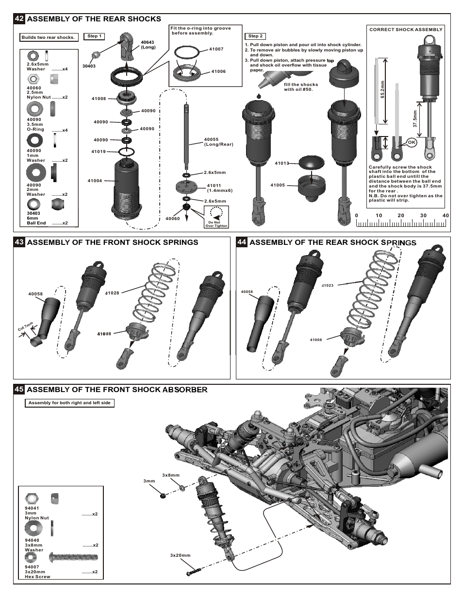 45 assembl of the front shock absorber y | OFNA Racing Mutilator Power Start User Manual | Page 24 / 35