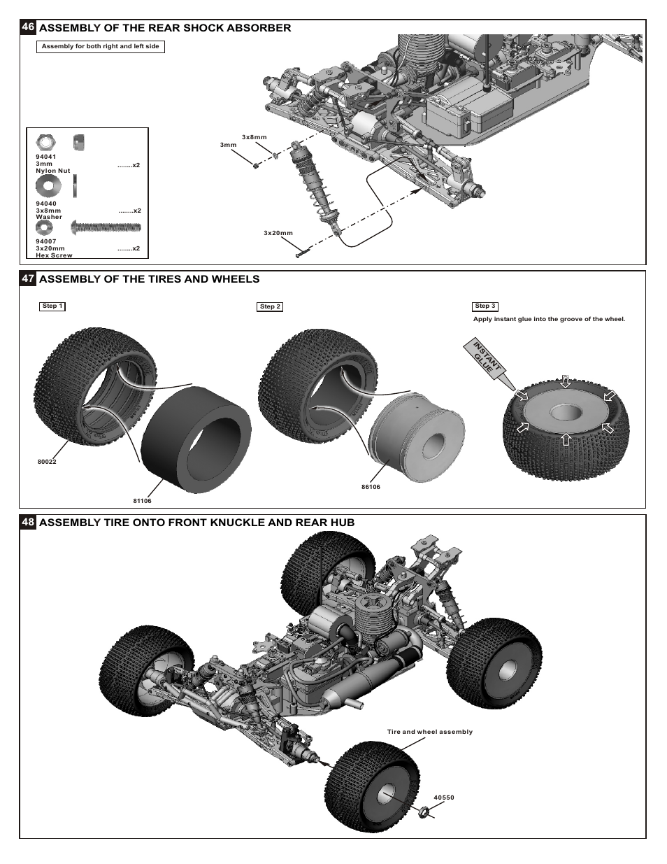 46 assembl of the rear shock absorber y | OFNA Racing Mutilator Power Start User Manual | Page 25 / 35