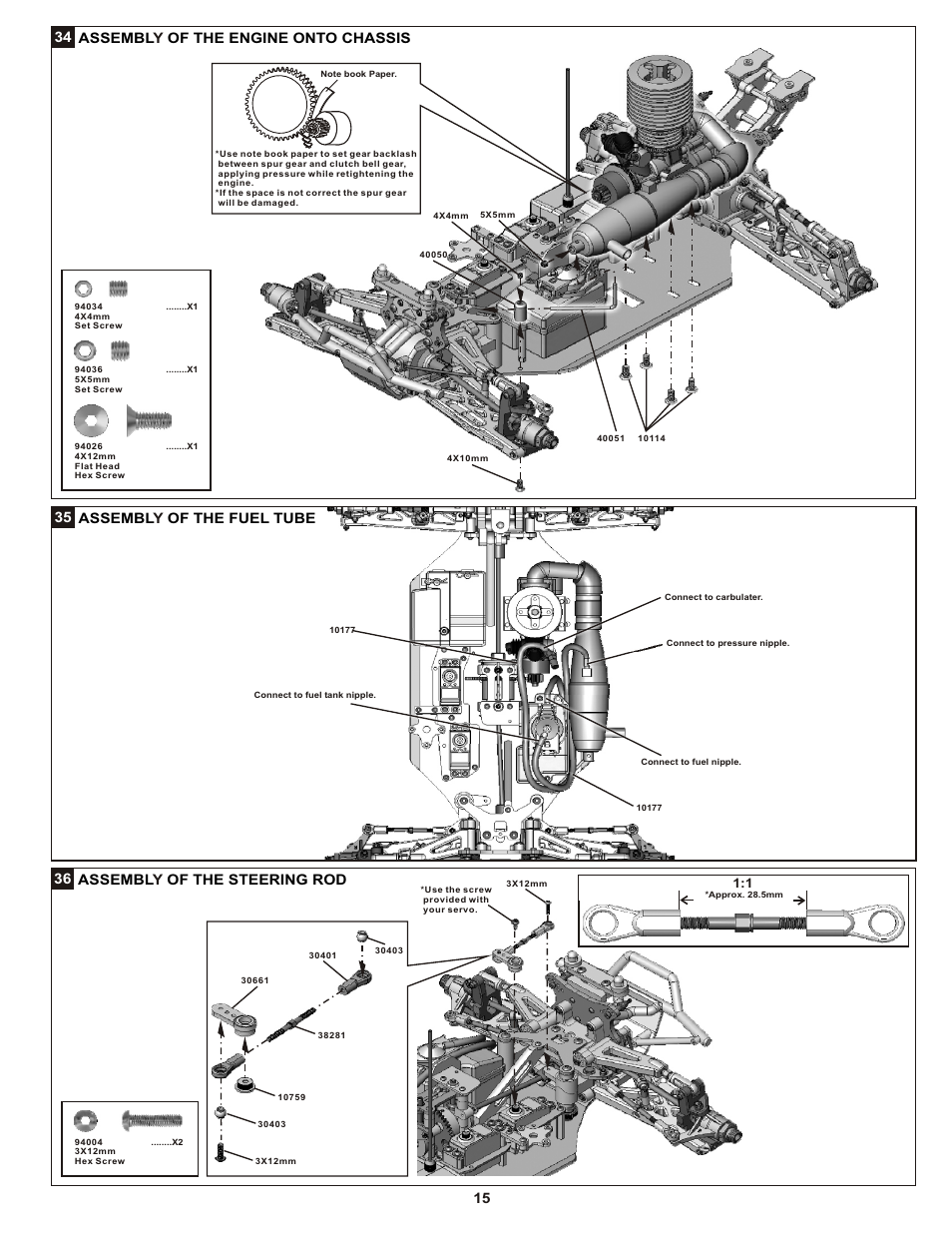 34 assembl of the engine onto chassis y | OFNA Racing Mutilator Pro RTR 32 User Manual | Page 20 / 35