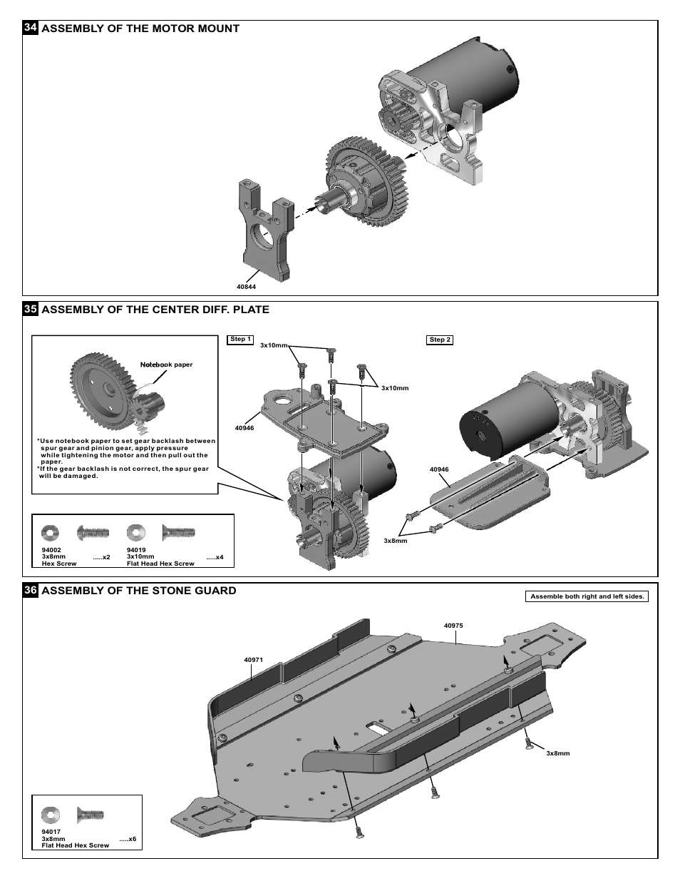 36 assembly of the stone guard | OFNA Racing Nexx10sc User Manual | Page 20 / 40