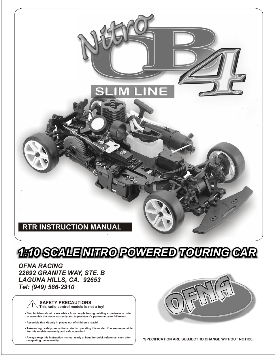 OFNA Racing OB4 RTR User Manual | 43 pages