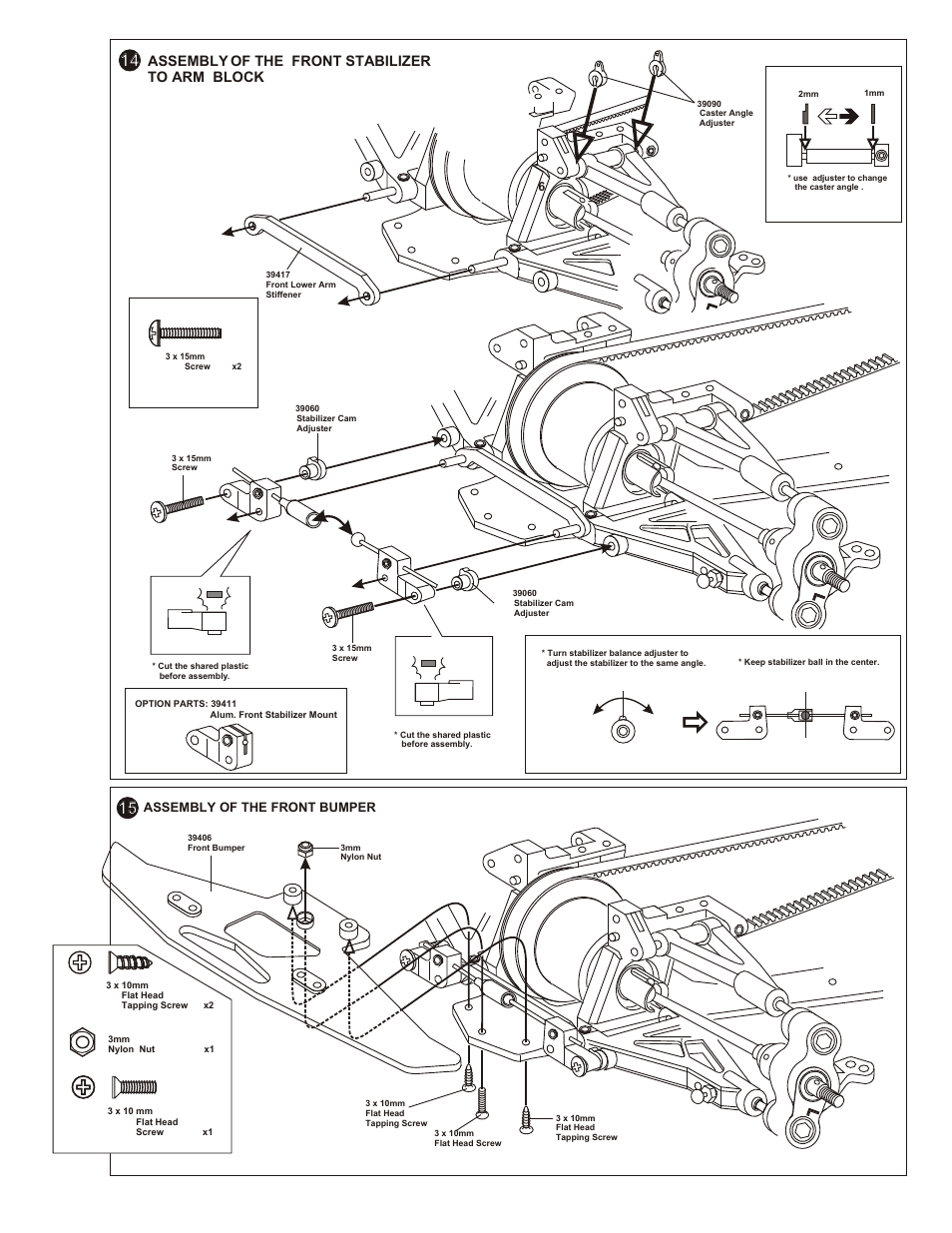 Bag 4, Parts used, Assembly of the front stabilizer to arm block | Assembly of the rear wheel hub | OFNA Racing OB4 RTR User Manual | Page 10 / 43