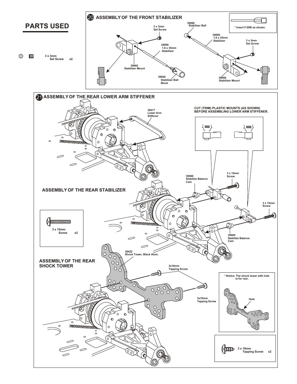 Bag 5, Parts used, Assembly of the front stabilizer | OFNA Racing OB4 RTR User Manual | Page 14 / 43