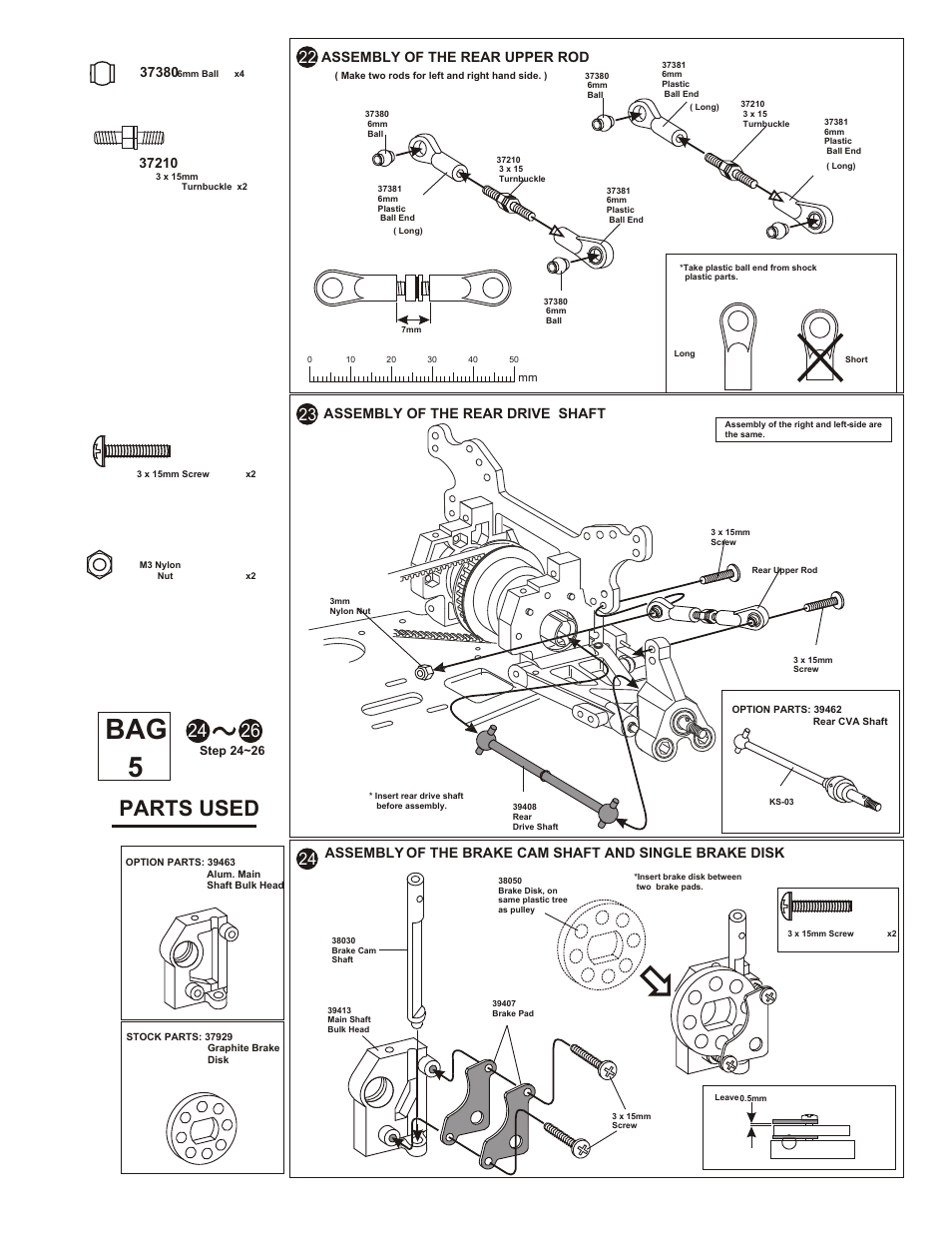 Bag 5, Parts used, Assembly of the front stabilizer | OFNA Racing OB4 RTR User Manual | Page 15 / 43