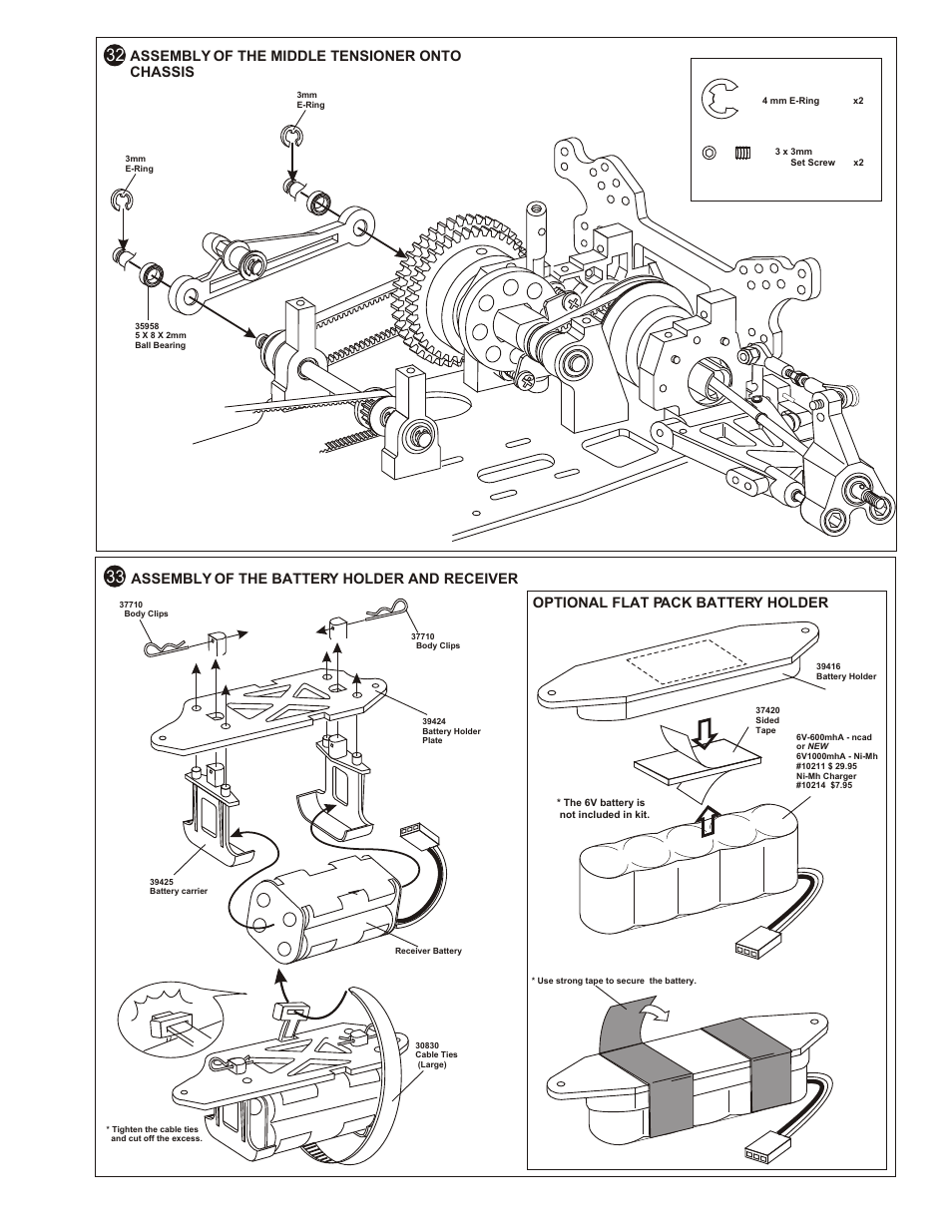 Assembly of the middle tensioner onto chassis, Assembly of the middle belt, Assembly of the middle belt tensioner | OFNA Racing OB4 RTR User Manual | Page 21 / 43